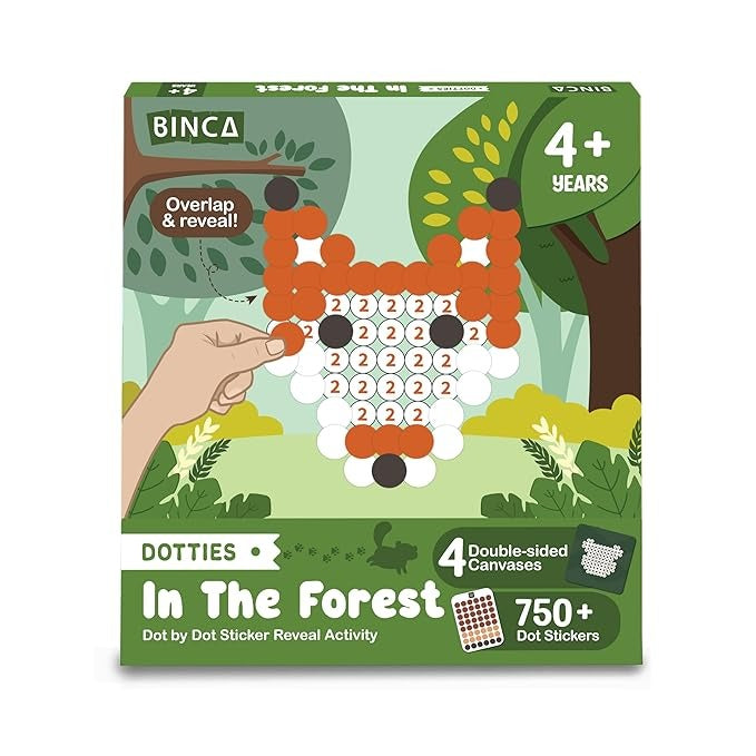 Binca Dotties Dot Art Activity Kit 750+ Stickers Forest Animals DIY Dot Sticker Art for Boys & Girls Ages 4,5,6,7