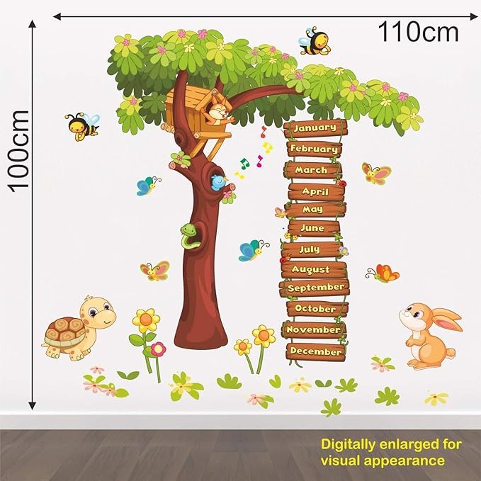 StickMe Months of The Year Kids Learning Education Wall Sticker 110cm x 100cm -Self-Adhesive