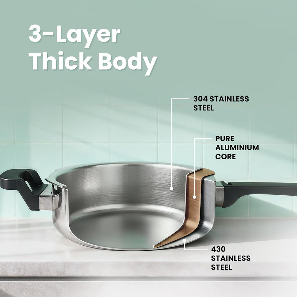 The Indus Valley Tri-Ply Stainless Steel Pressure Pan 3.5-5L