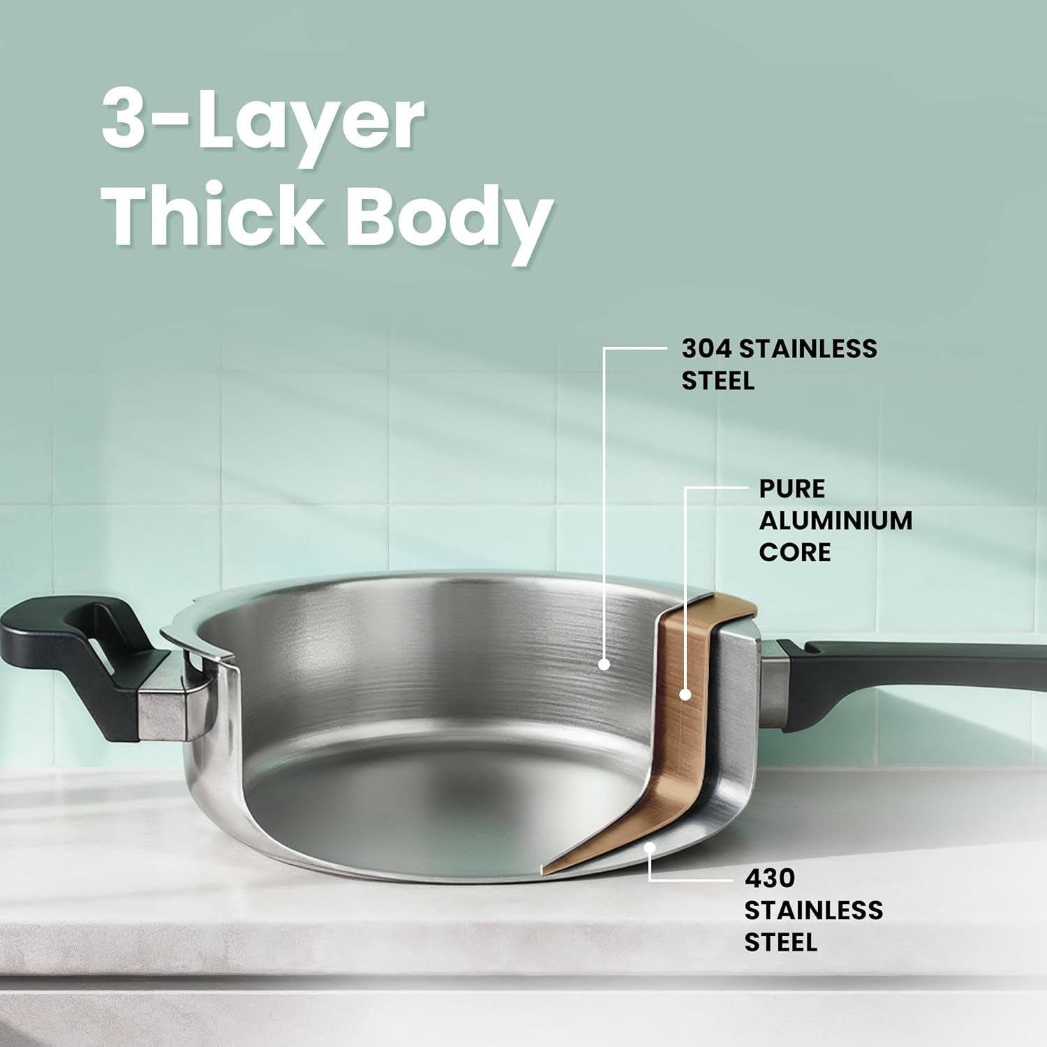 The Indus Valley Tri-Ply Stainless Steel Pressure Pan 3.5-5L