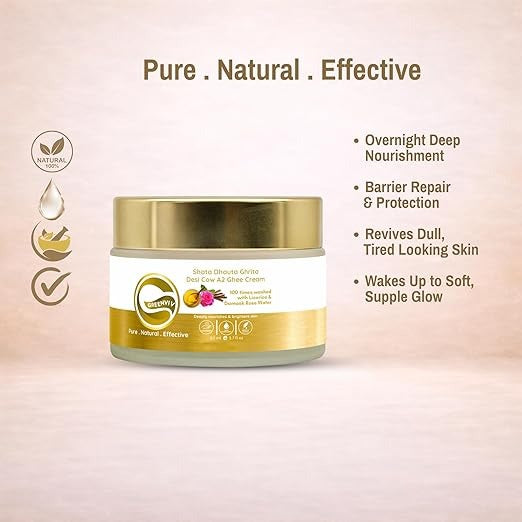 Greenviv Shata Dhauta Ghrita Desi Cow A2 Ghee Cream - 50 ml
