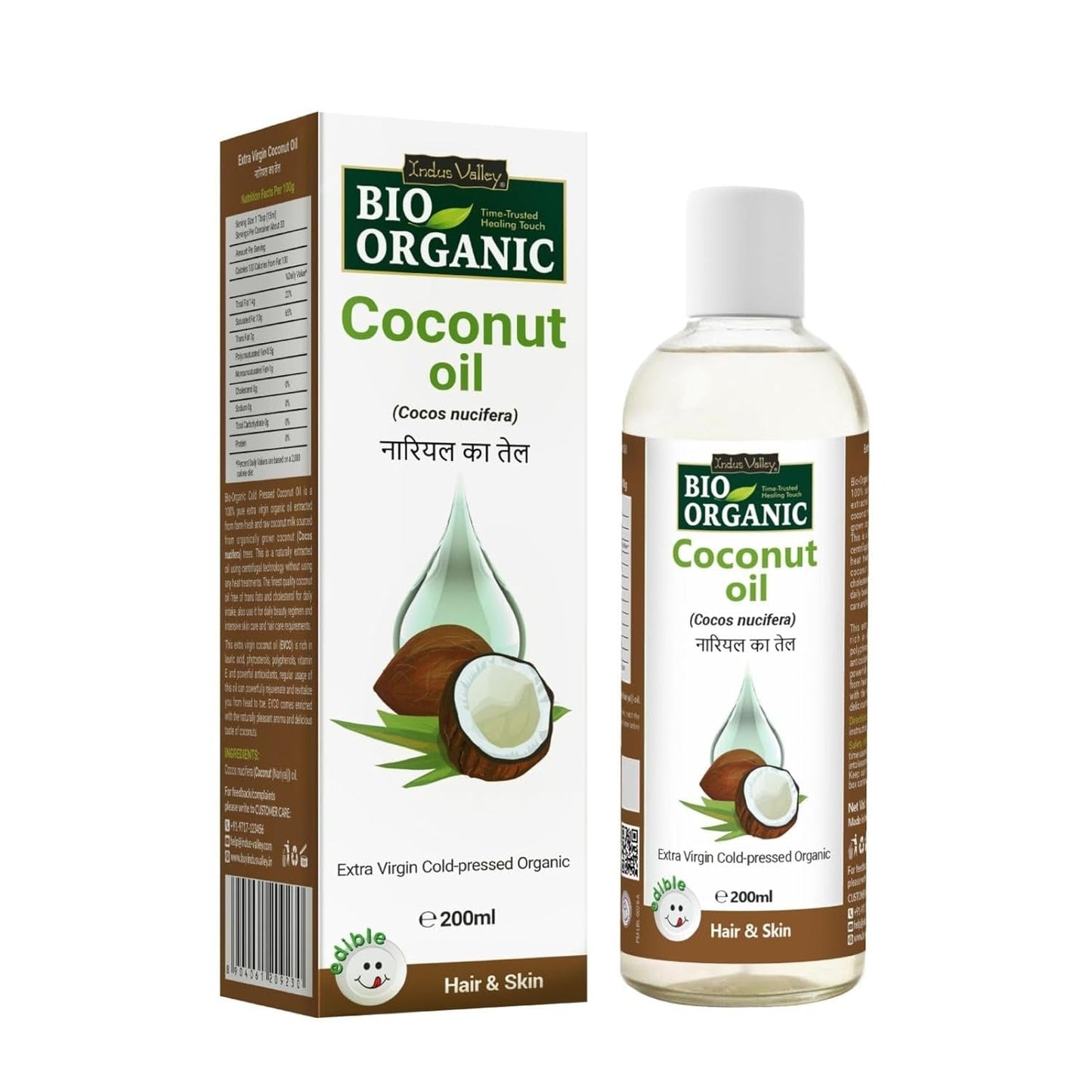Indus valley Bio Organic Extra Virgin Coconut Oil - 200 ml