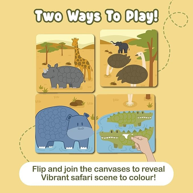 Binca Dotties Dot Art Activity Kit, 750+ Stickers Wild Animals DIY Dot Sticker Art Ages 4,5,6,7