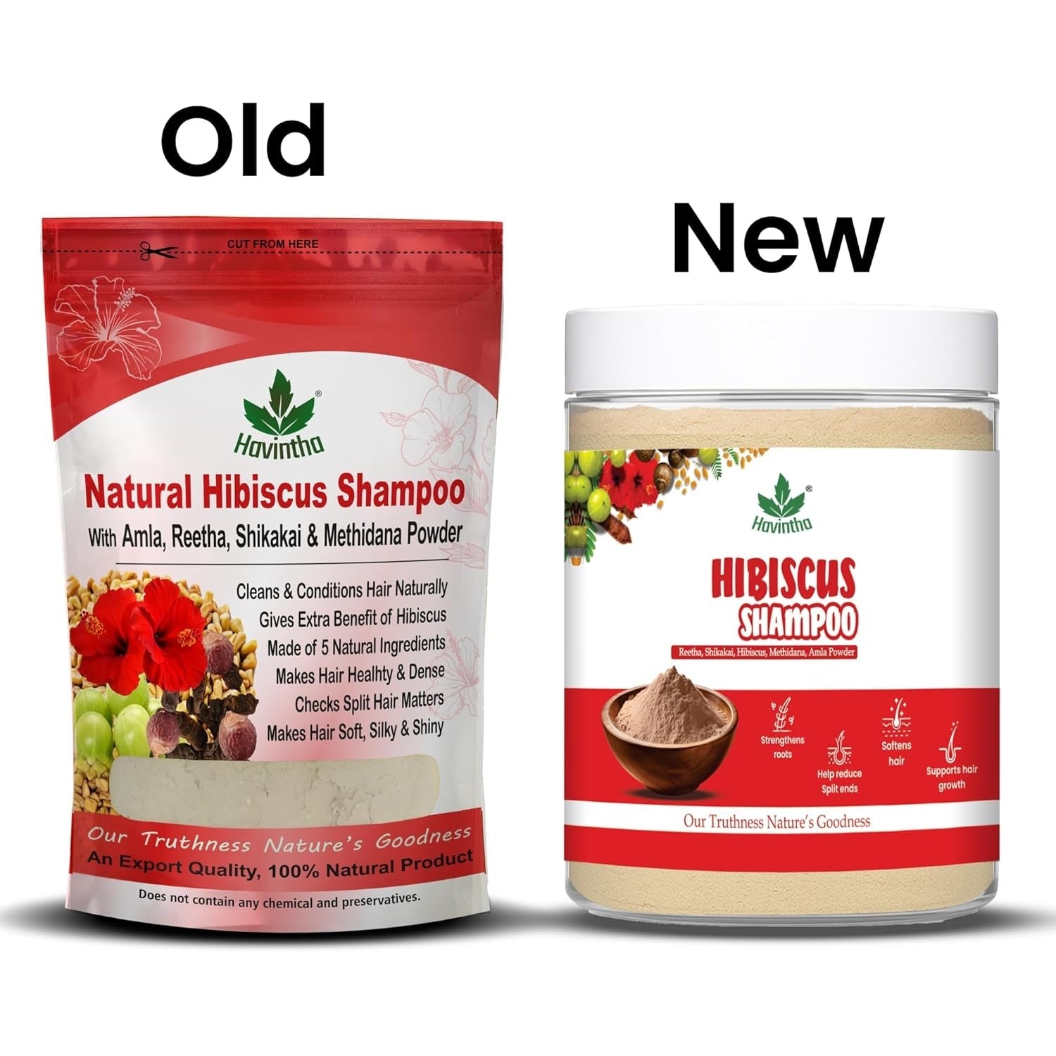 Havintha Natural Amla Reetha Shikakai Methidana And Hibiscus Powder Shampoo - 227 gms