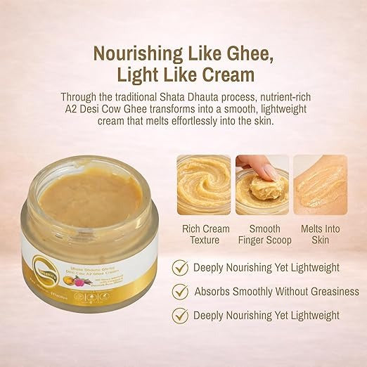 Greenviv Shata Dhauta Ghrita Desi Cow A2 Ghee Cream - 50 ml