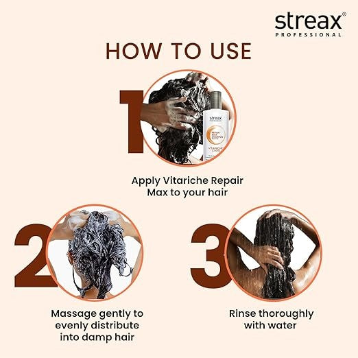 Streax Professional Vitariche Care Repair Max Shampoo - 300 ml