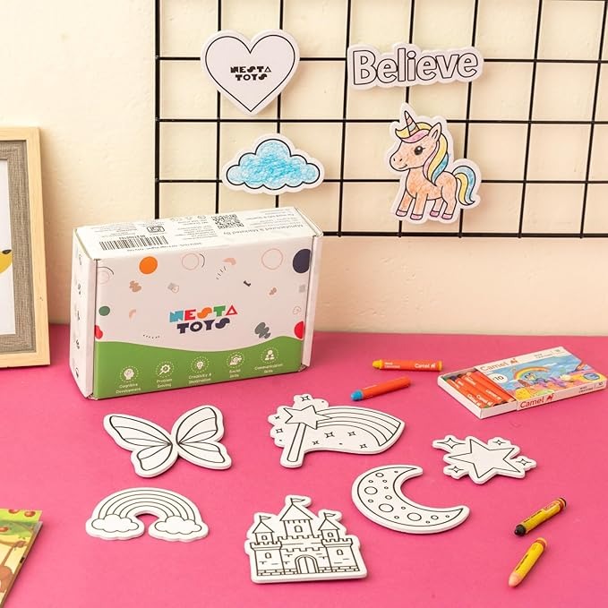 Nesta Toys Diy Unicorn Magnets Mess-Free Art & Craft Activity for Girls & Boys Art Kits & Supplies DIY Creative Activity Gifts for Kids Ages 6, 7, 8, 9, 10, 11, 12 Years