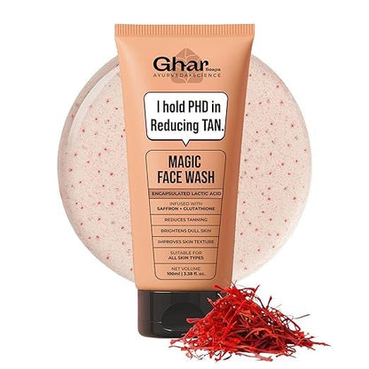 Ghar Soaps Magic De-Tan Face wash With Saffron & Glutathione - 100 ml