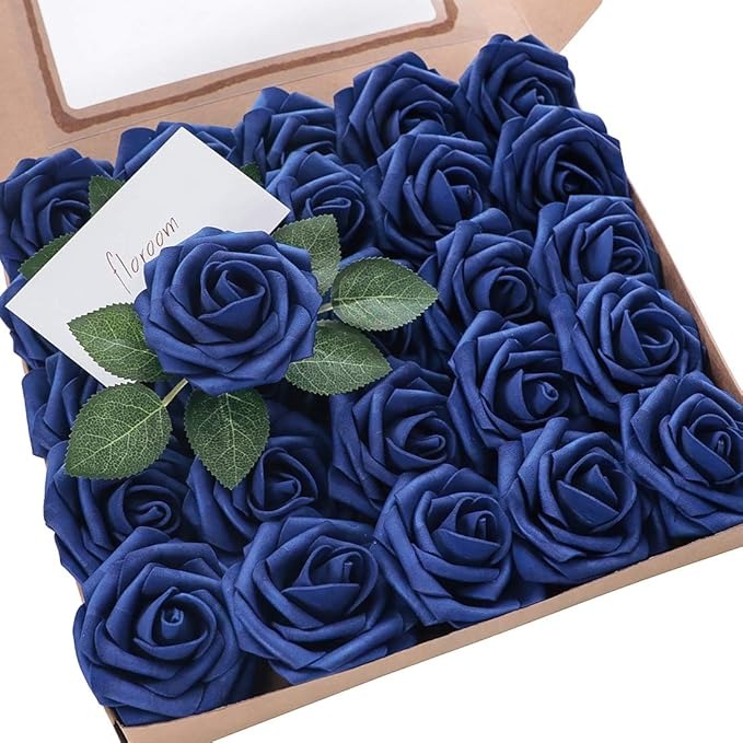 Artificial Flowers Roses 25pcs Real Looking Fake Roses w/Stem