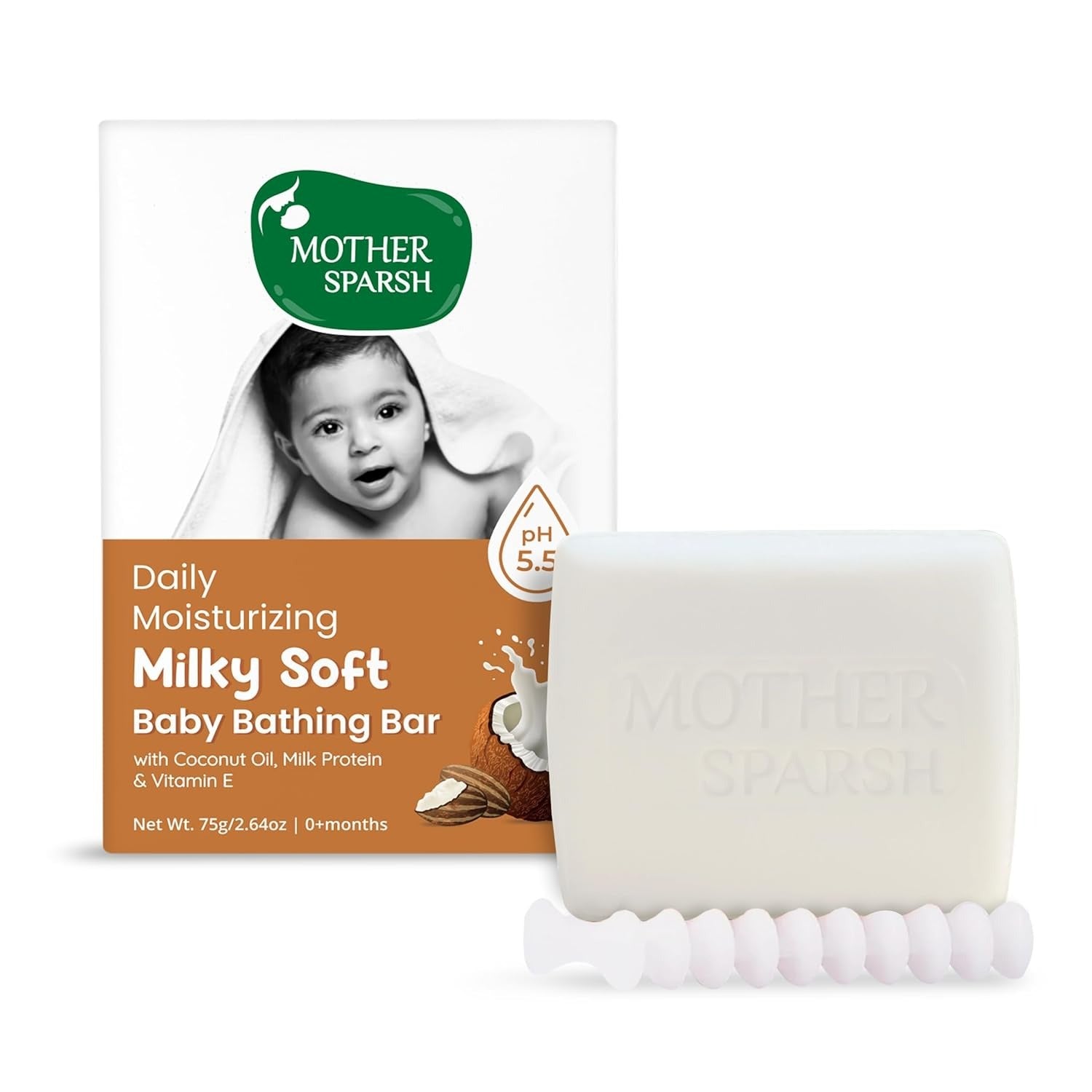 Mother Sparsh Milky Soft Baby Bathing Soap Bar - 75 gms