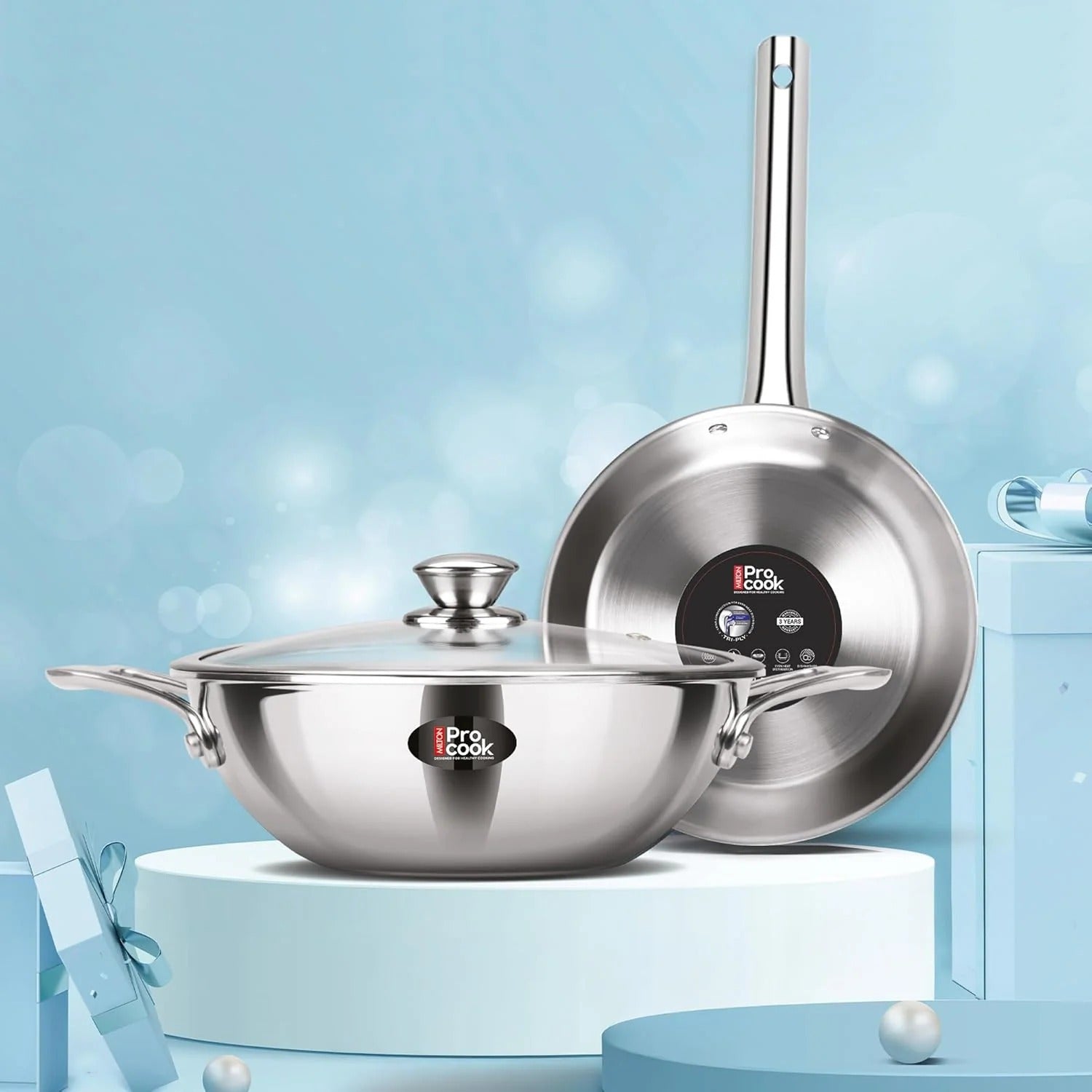 Milton ProCook Triply Stainless Steel 3 Pcs Induction Cookware Set