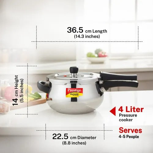 Prestige Deluxe Alpha Svachh Stainless Steel Handi Pressure Cooker