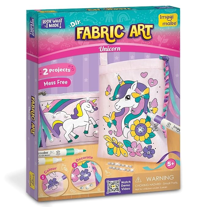 Imagimake Fabric Art Unicorn Diy Craft Kit for Kids Girls 5+