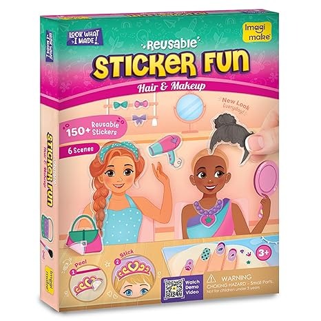 Imagimake Reusable Sticker Fun Hair & Makeup Kit 150+ Waterproof Stickers