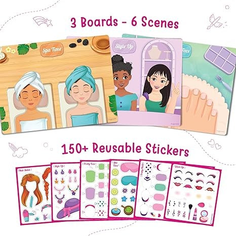 Imagimake Reusable Sticker Fun Hair & Makeup Kit 150+ Waterproof Stickers