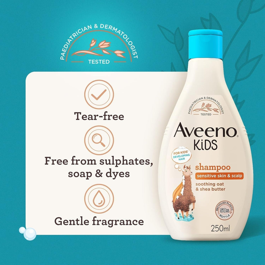 Aveeno Baby Kids Shampoo With Soothing Oat & Shea Butter & Tear-Free - 250 ml