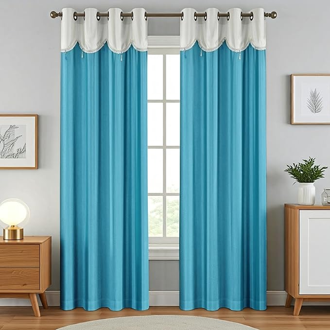 Homefab India Designer Lace Eyelet Polyester Curtains Light Filtering 9 x 4 feet Long Door Curtain