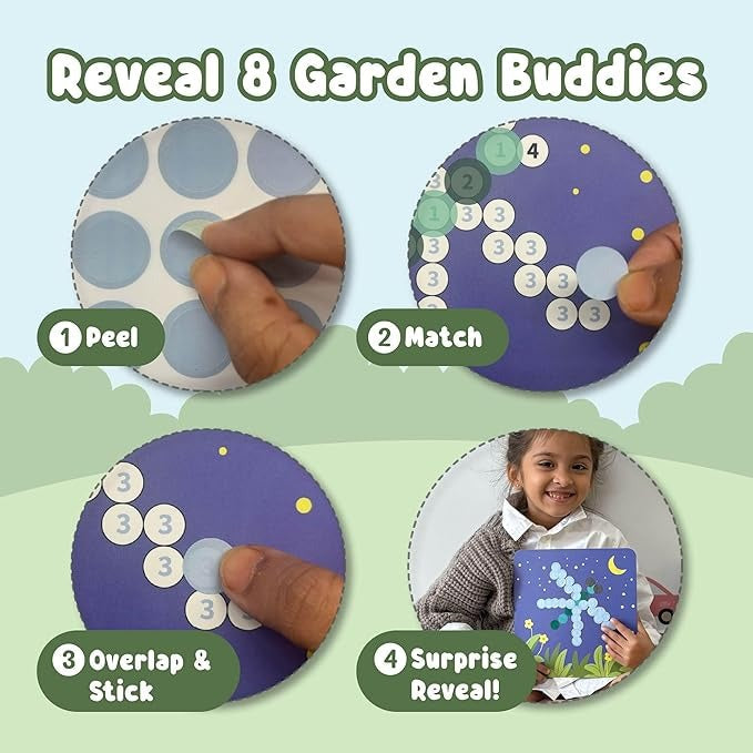 Binca Dotties Dot Art Activity Kit 1500+ Stickers 8 Garden Animals DIY Dot Sticker Art Ages 4,5,6,7