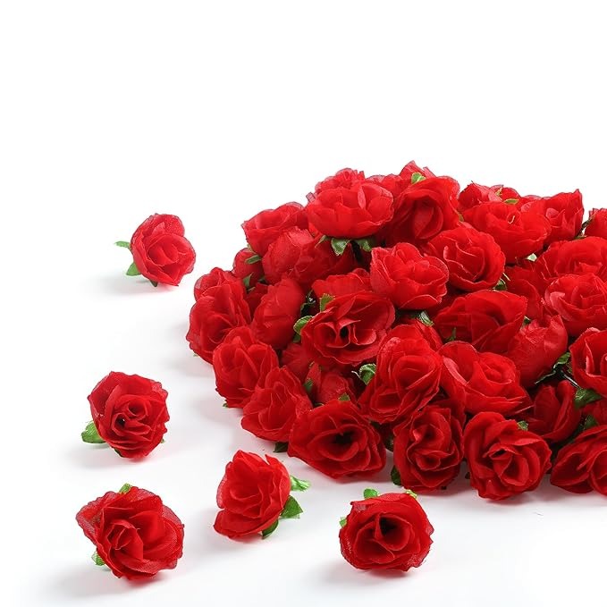 Artificial Roses Fake Silk Flower Mini Rose Head 1.5 - 100 pcs