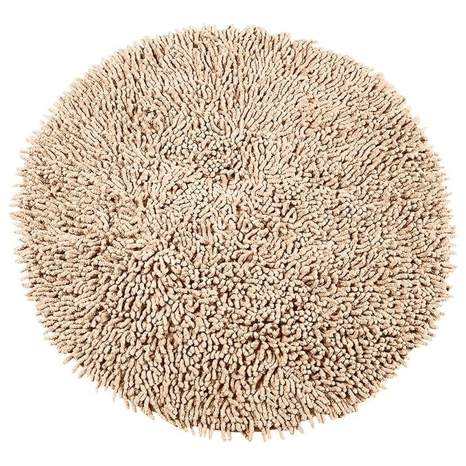 Saral Home Cotton Shaggy Anti-Skid Round Solid Bath Mat