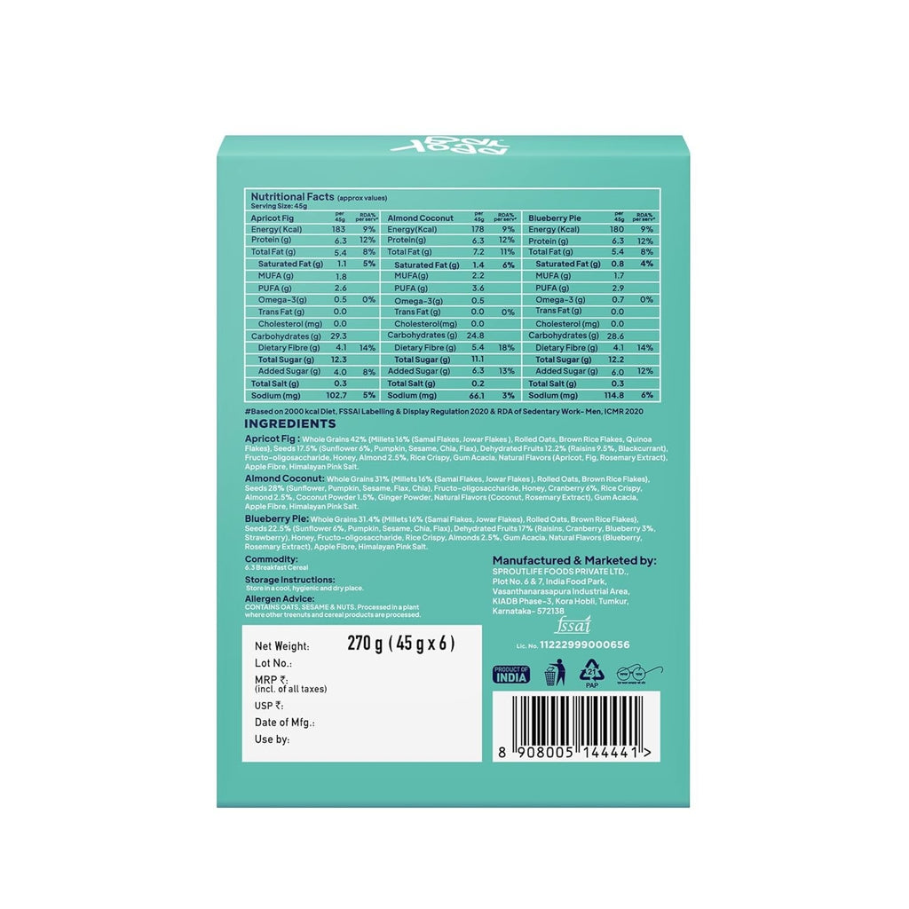 Yogabar Variety Pack Breakfast Bar (Pack of 6) - 300 gms