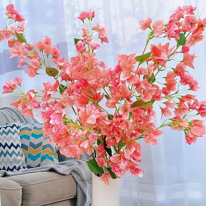 Artificial Flowers Silk Bougainvillea Branches Faux Artificial Bougainvillea Floral Stems Long Plant Branches 45"