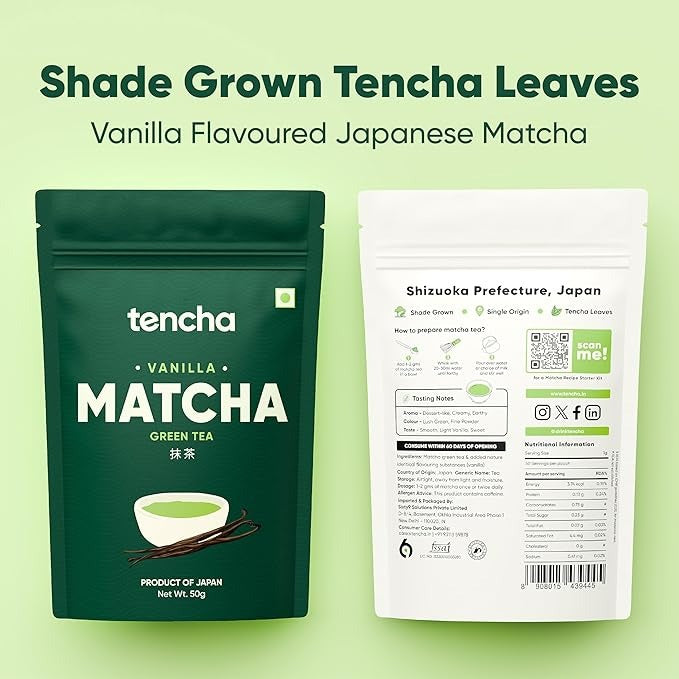 Tencha Vanilla Matcha Tea Pure Japanese Matcha Green Tea Powder - 50 gms