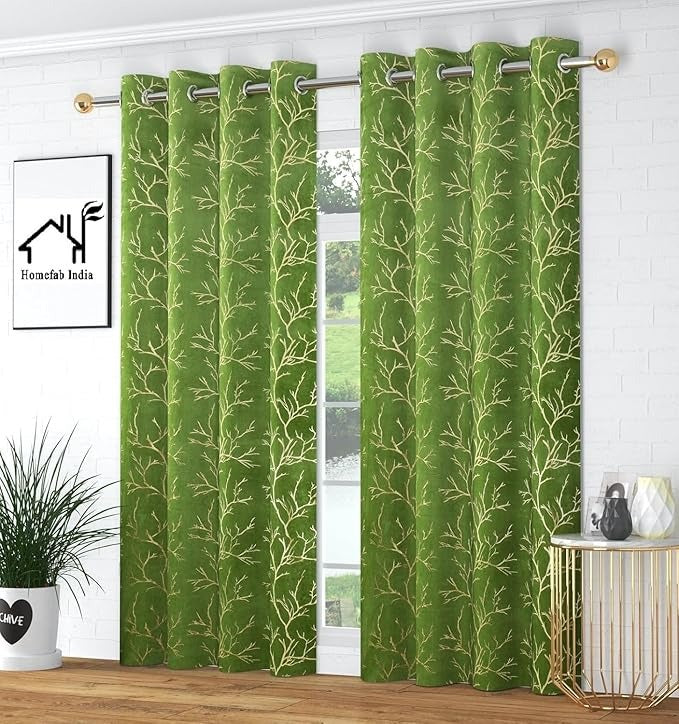 Homefab India Velvet Curtains Room Darkening Long Door 9 feet
