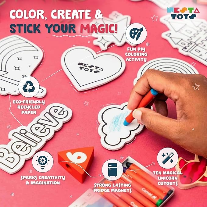 Nesta Toys Diy Fairy Tale Magnets  Mess-Free Art & Craft Activity for Girls Art Kits & Supplies DIY Creative Activity Gifts for Kids Ages 6, 7, 8, 9, 10, 11, 12 Years