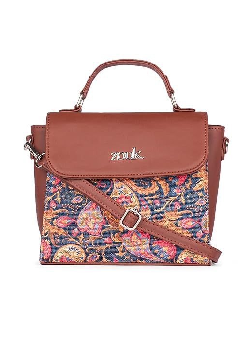 Zouk Statement Jute Sling Bag With Handle For Women's Girls Ladies