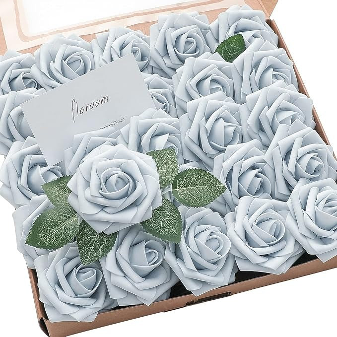 Artificial Flowers Roses 25pcs Real Looking Fake Roses w/Stem