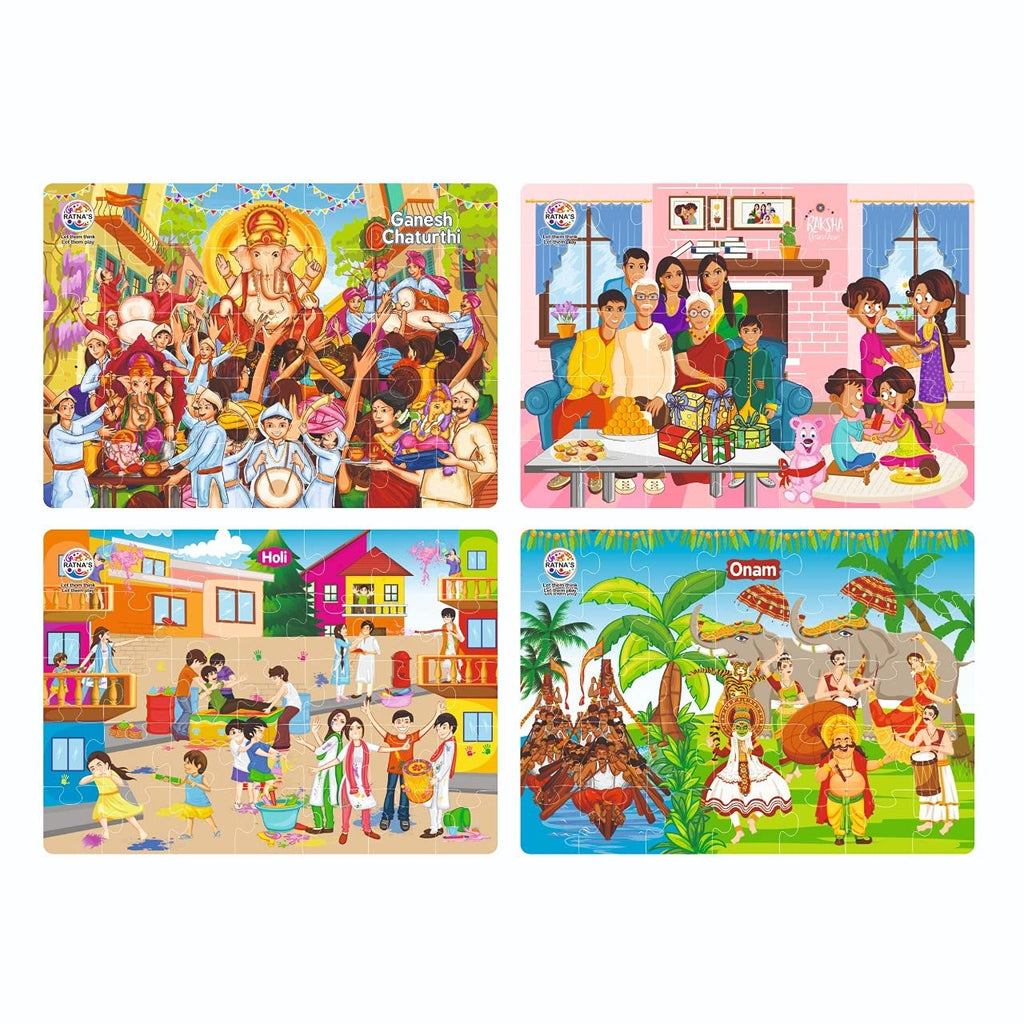 Ratna's 4 in 1 Indian Festivals Jigsaw Puzzle for Kids