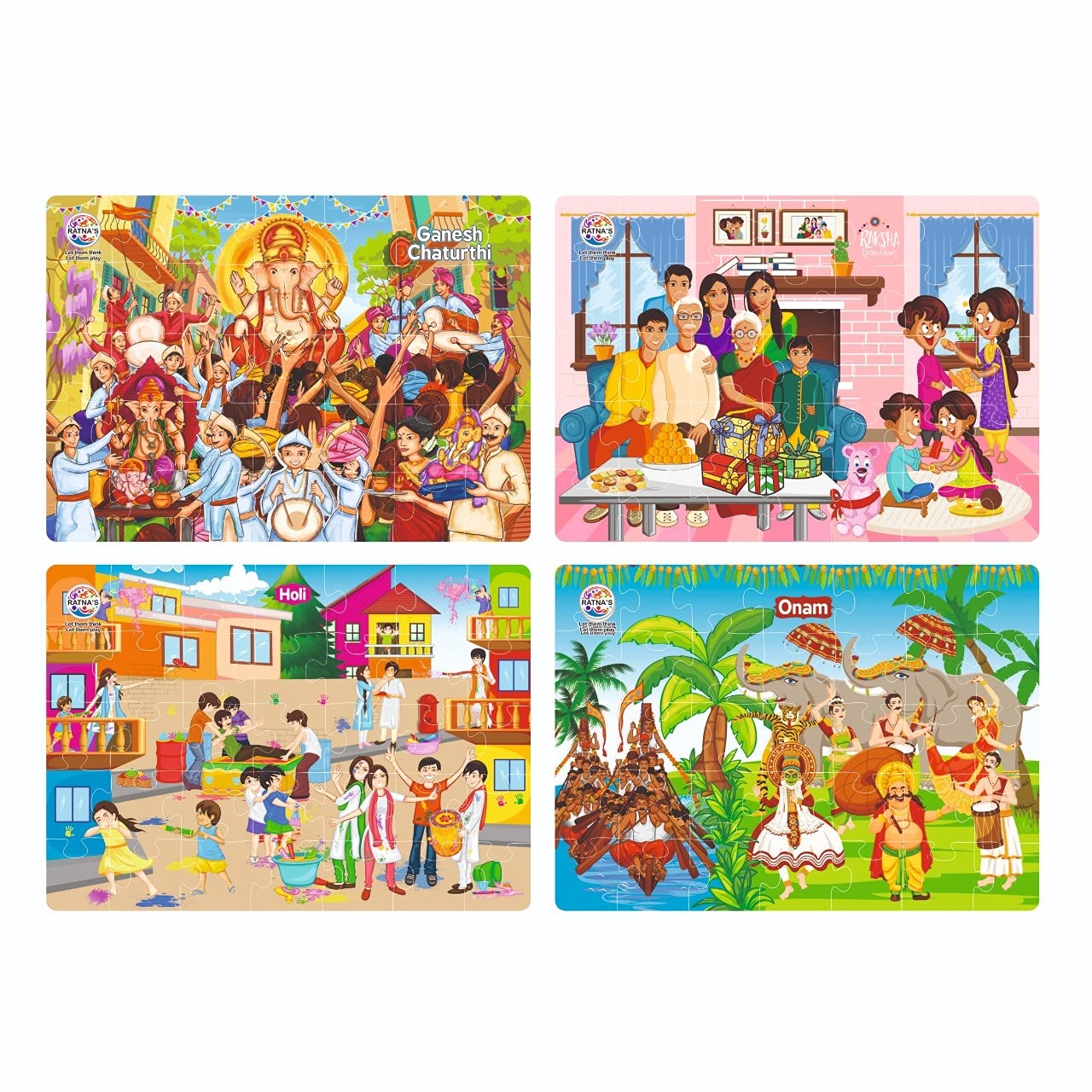 Ratna's 4 in 1 Indian Festivals Jigsaw Puzzle for Kids