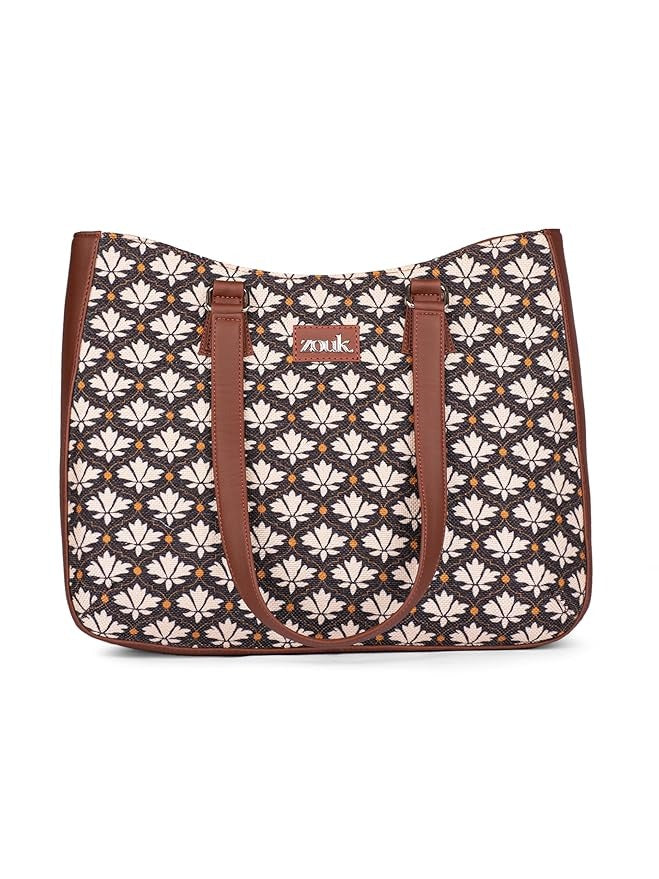 Zouk Women's Getaway Handbag Jute & Leather Handcrafted Tote Bag