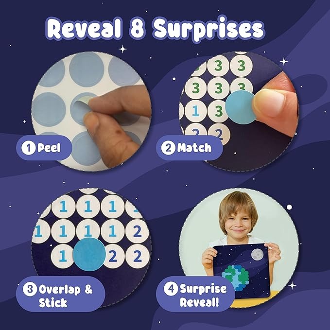 Binca Dotties Dot Art Activity Kit Space 1500+ Stickers Mess-Free Activities, DIY Dot Sticker Art Ages 4,5,6,7