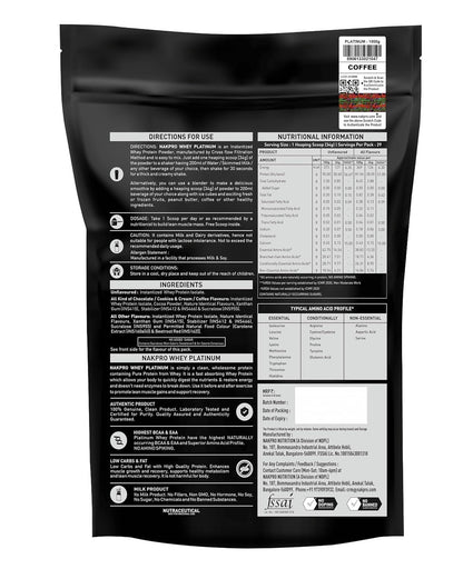 Nakpro Platinum Whey Protein Isolate Coffee Flavour - 1000 gms