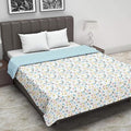 Trance Home Linen 150 GSM Pure Cotton Reversible Dohar Single Bed Size AC Blanket Comforter Soft Light-Weight Bed Blanket 56 x 88 inch Colour Summer Dreams Blue