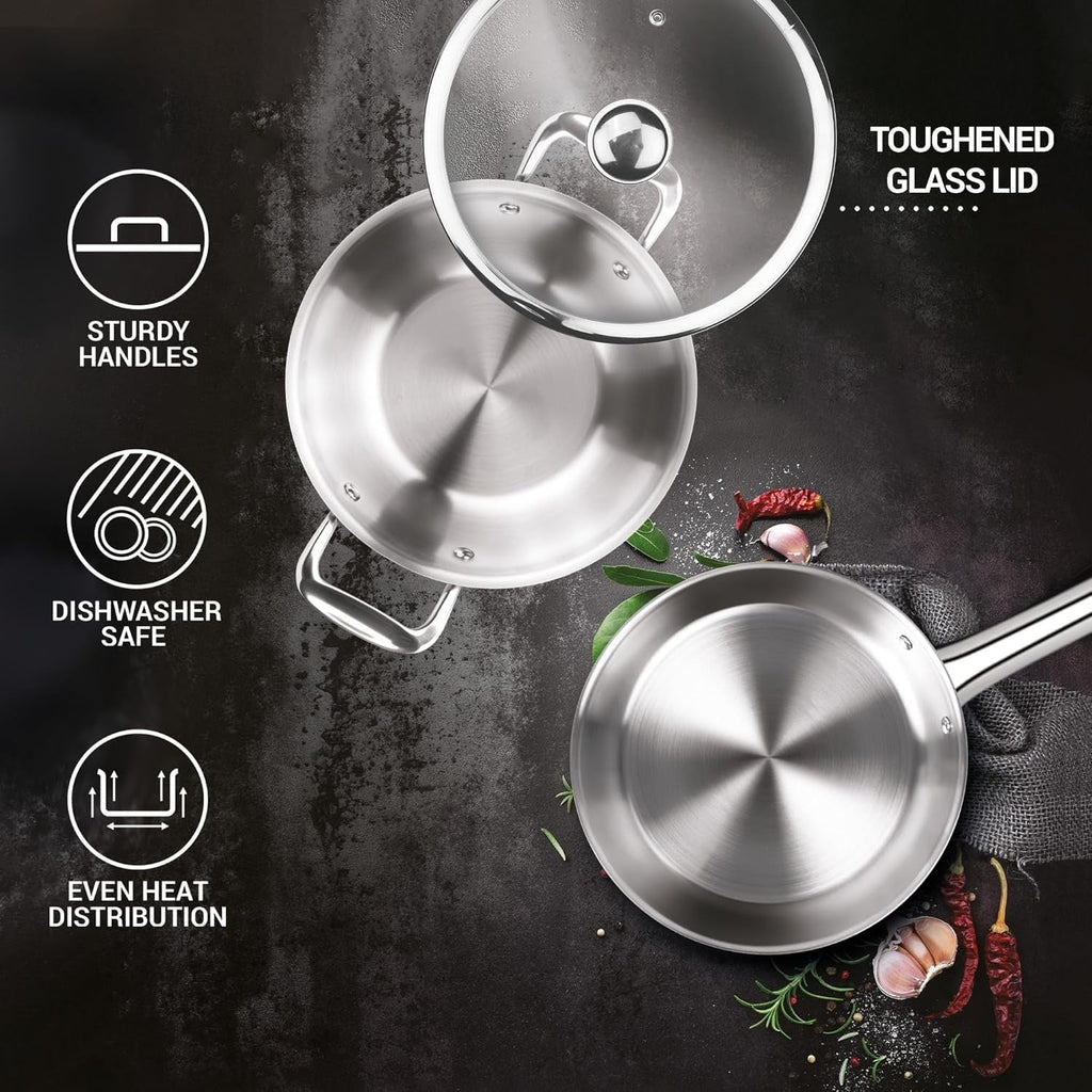 Milton ProCook Triply Stainless Steel 3 Pcs Induction Cookware Set
