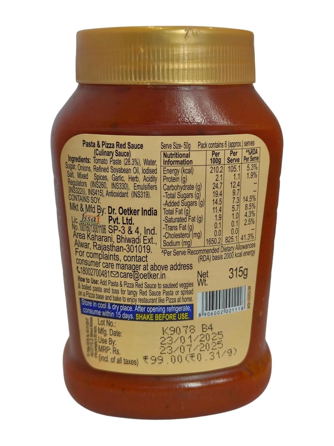 Dr. Oetker FunFoods Pasta & Pizza Red Sauce - 315g