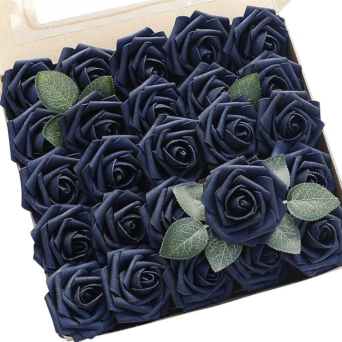 Artificial Flowers Roses 25pcs Real Looking Fake Roses w/Stem