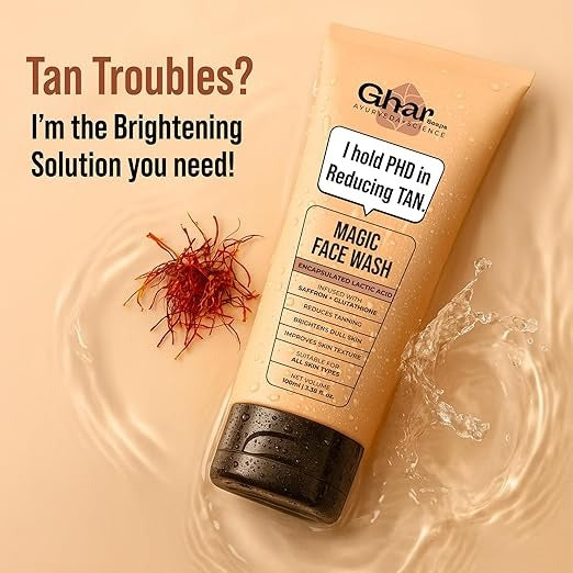 Ghar Soaps Magic De-Tan Face wash With Saffron & Glutathione - 100 ml