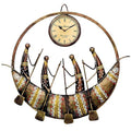 CraftOwl Emboss Metal Round Ship Antique Wall Clock with Showpiece Design 2