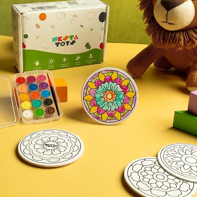 Nesta Toys Diy Mandala Art Magnets  Mandala Art Kit for Girls & Boys Coloring & Painting Art Kit Set with Colour Pencils Gifts for Kids Ages 6, 7, 8, 9, 10, 11, 12 Years
