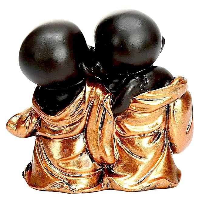 Karigaari India Handcrafted Resine Little Laughing Buddha Monk Sculpture
