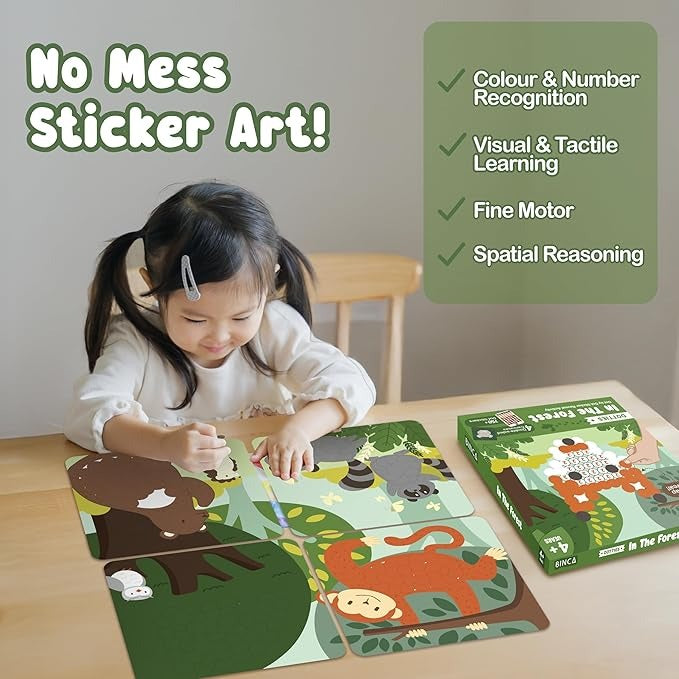 Binca Dotties Dot Art Activity Kit 750+ Stickers Forest Animals DIY Dot Sticker Art for Boys & Girls Ages 4,5,6,7