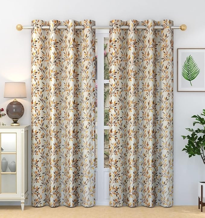 Homefab India 2 Piece Polyester Eyelet Long Door Curtain 9 feet Room Darkening Curtains