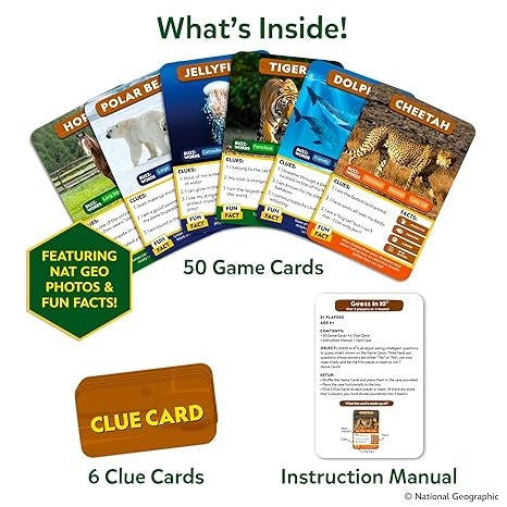 Skillmatics Guess in 10 National Geographic Animals Educational Card Game
