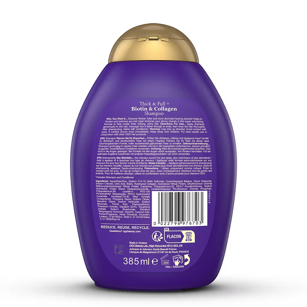 Ogx Organix Thick And Full Biotin And Collagen Shampoo - 385 ml