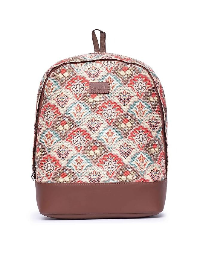 Zouk Printed Women's Jute Handcrafted Vegan Leather Multicolor Daypack/Backpack