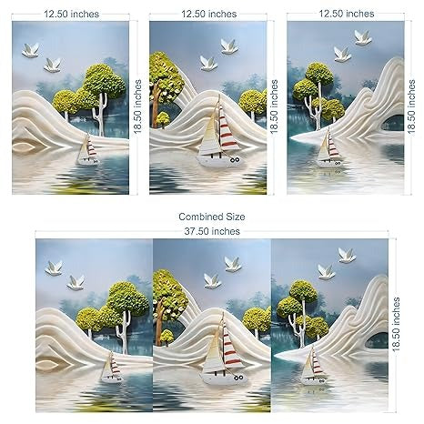 Rangoli MDF 3 Pcs Wall Poster 12x18 Inch Decorative Wall Art P-2 Design-11